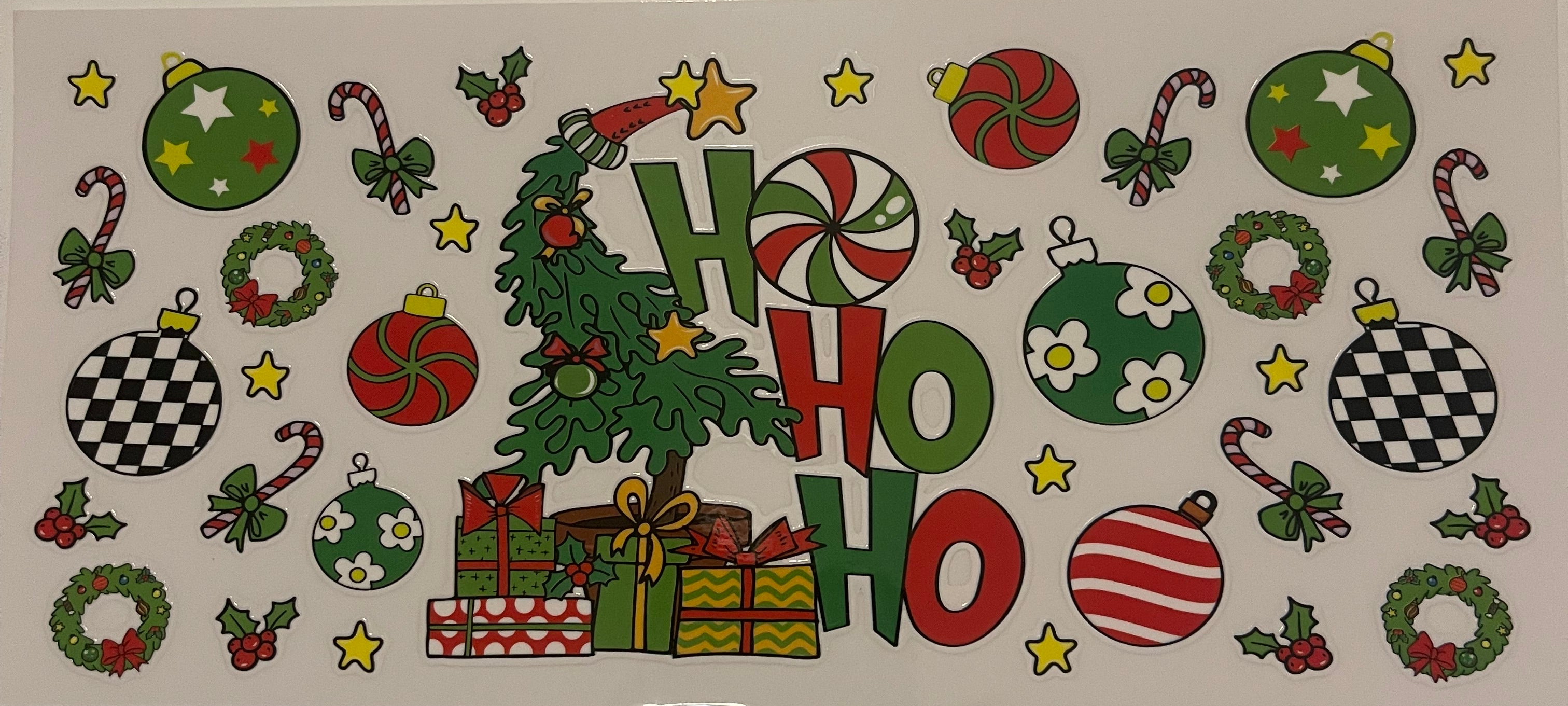 Ho Ho Ho with Tree & Ornaments