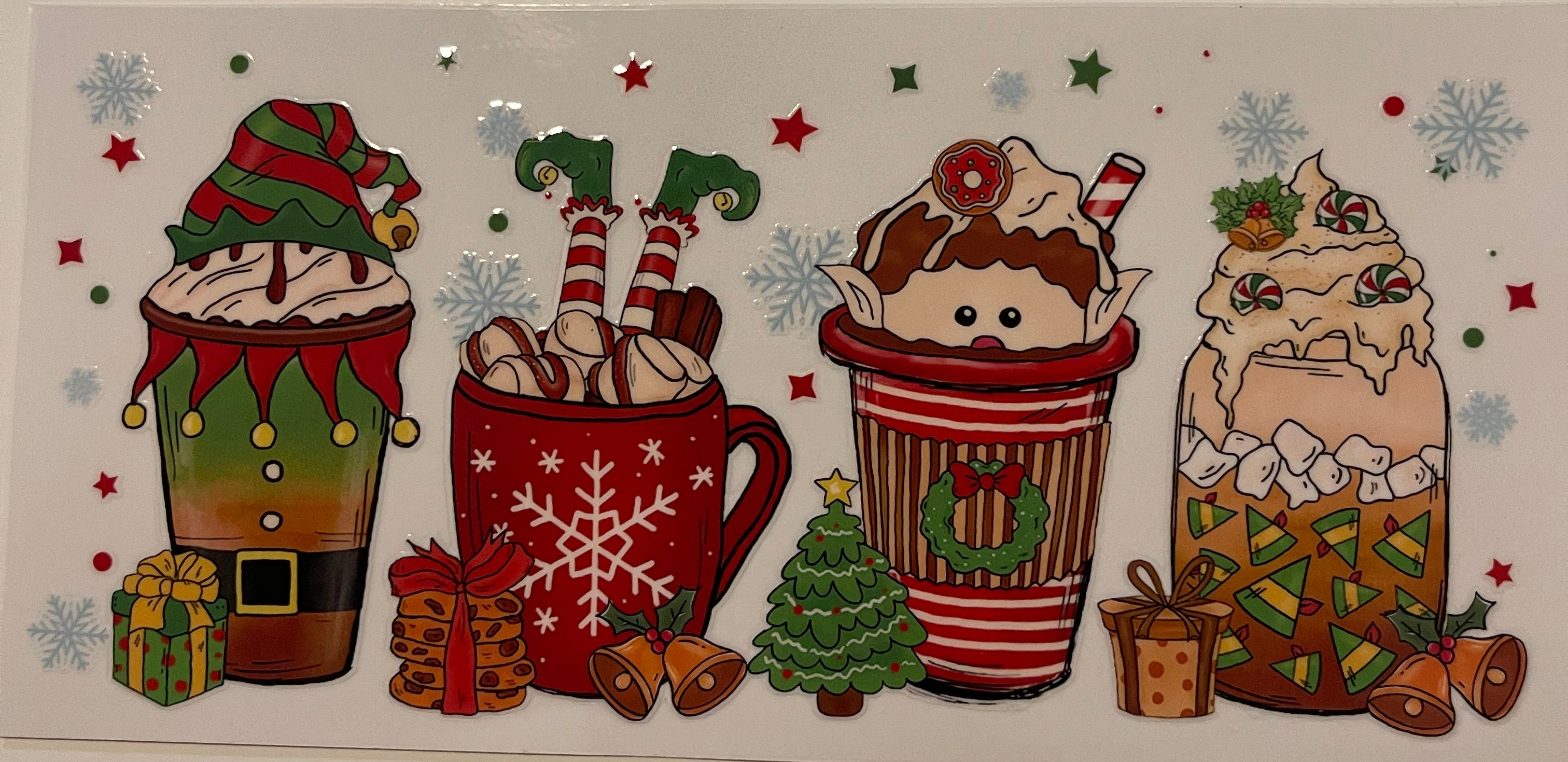 Four Christmas Cups Elves