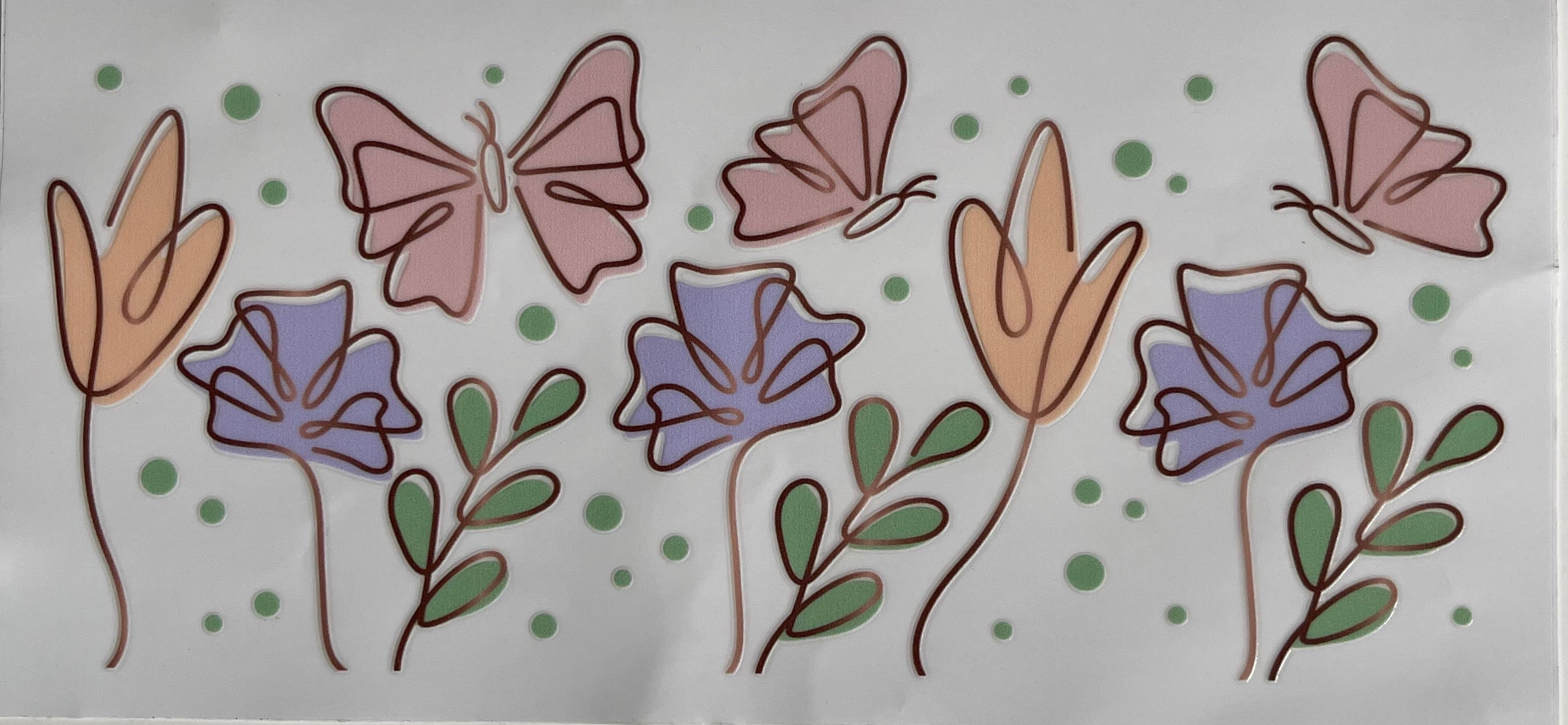 Pink/Purple Flowers & Butterfly