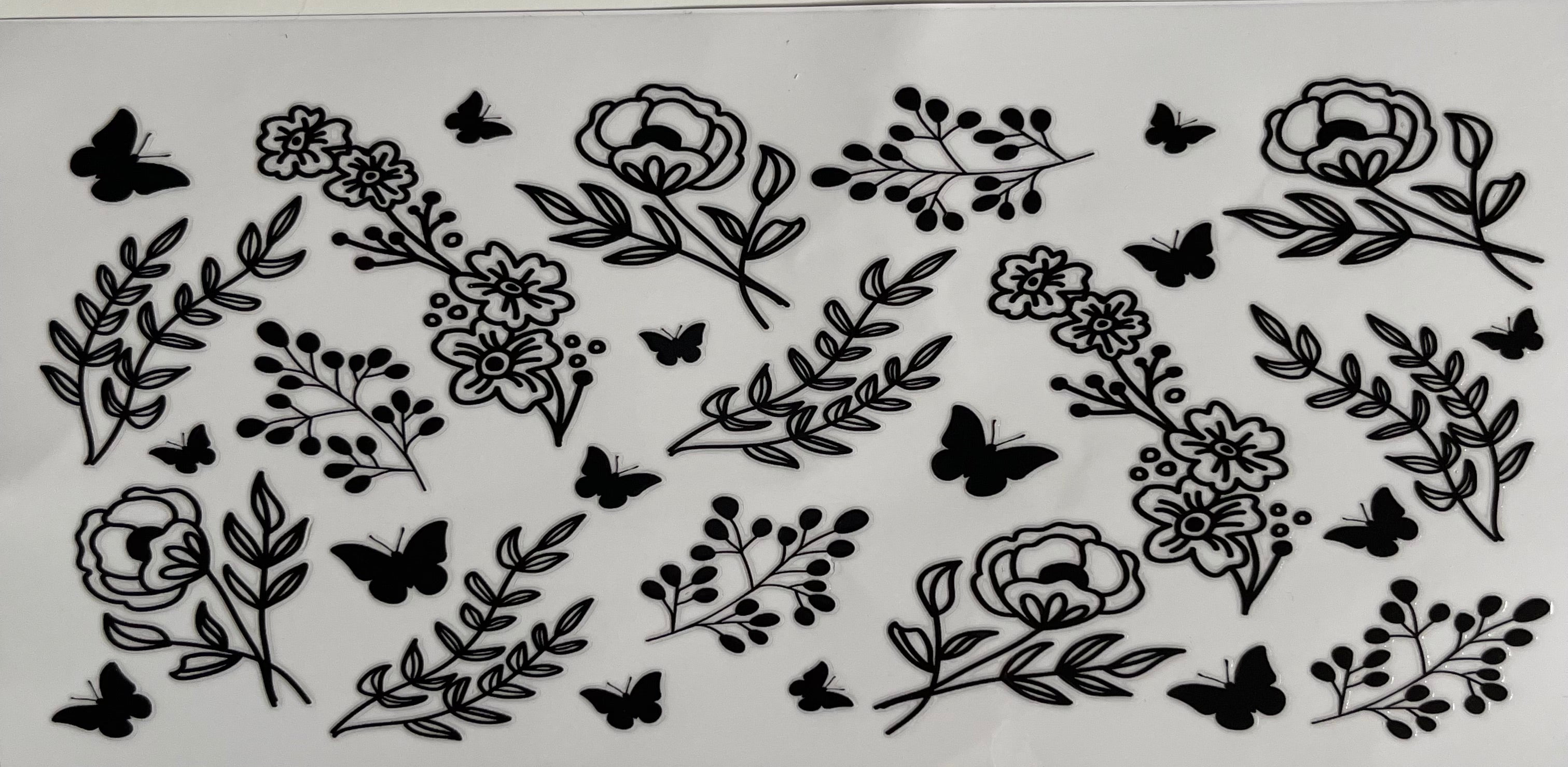 Black Flowers & Butterflies