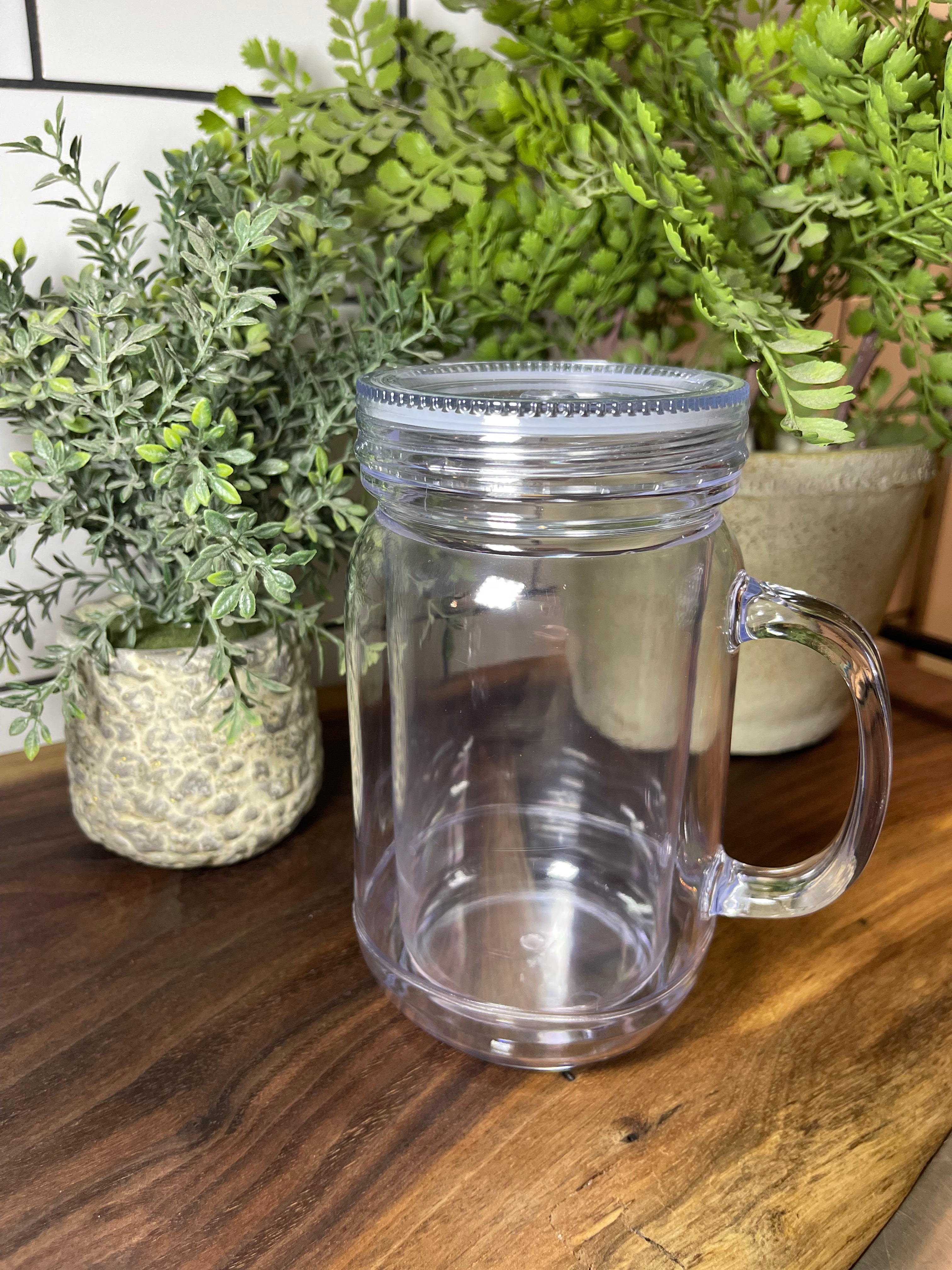20 oz Plastic Snowglobe Mason Jar