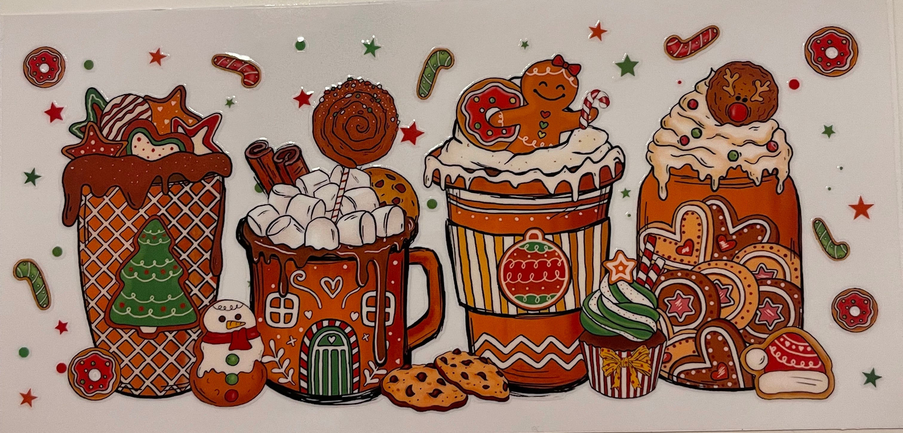 Four Christmas Cups Gingerbread