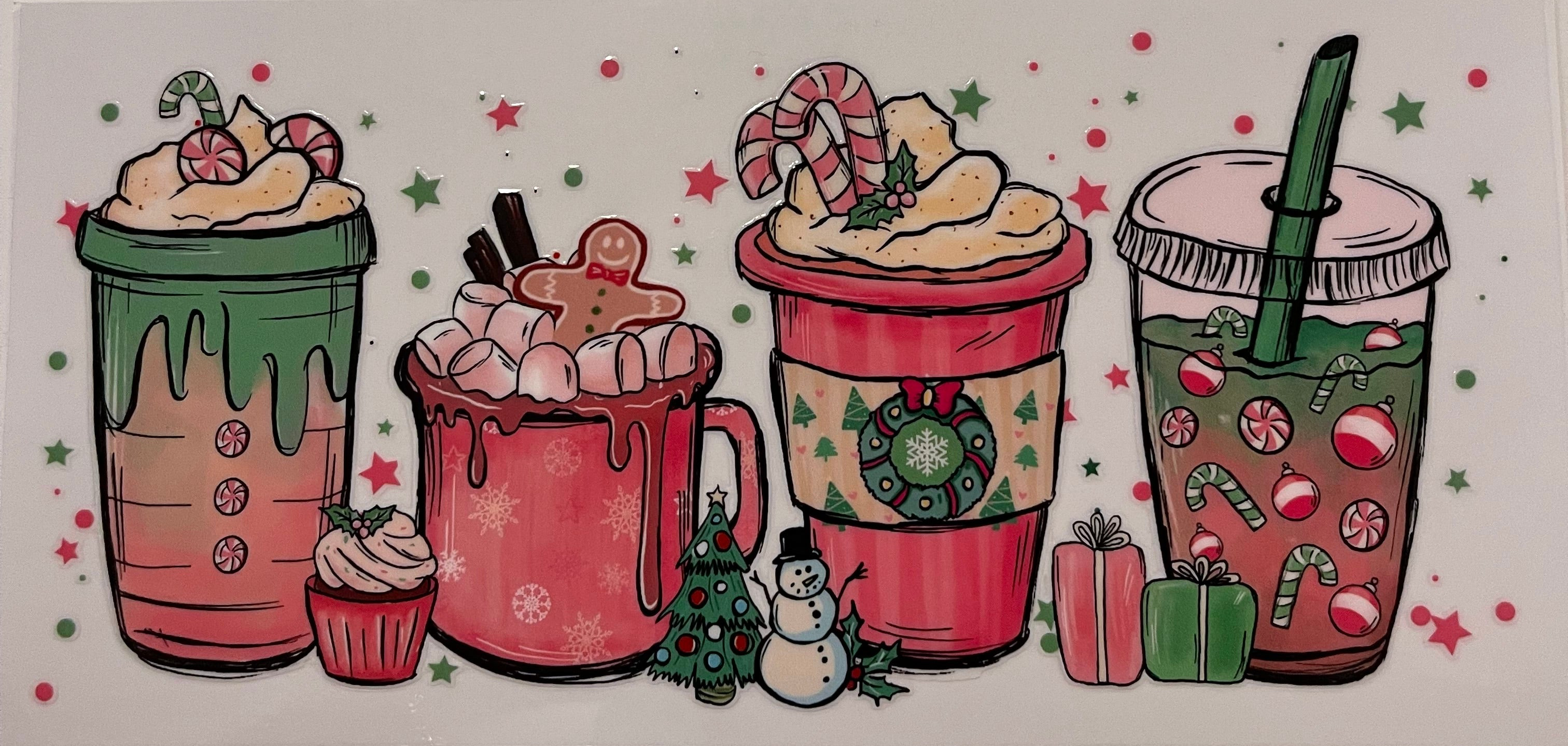 Four Christmas Cups Light Pink