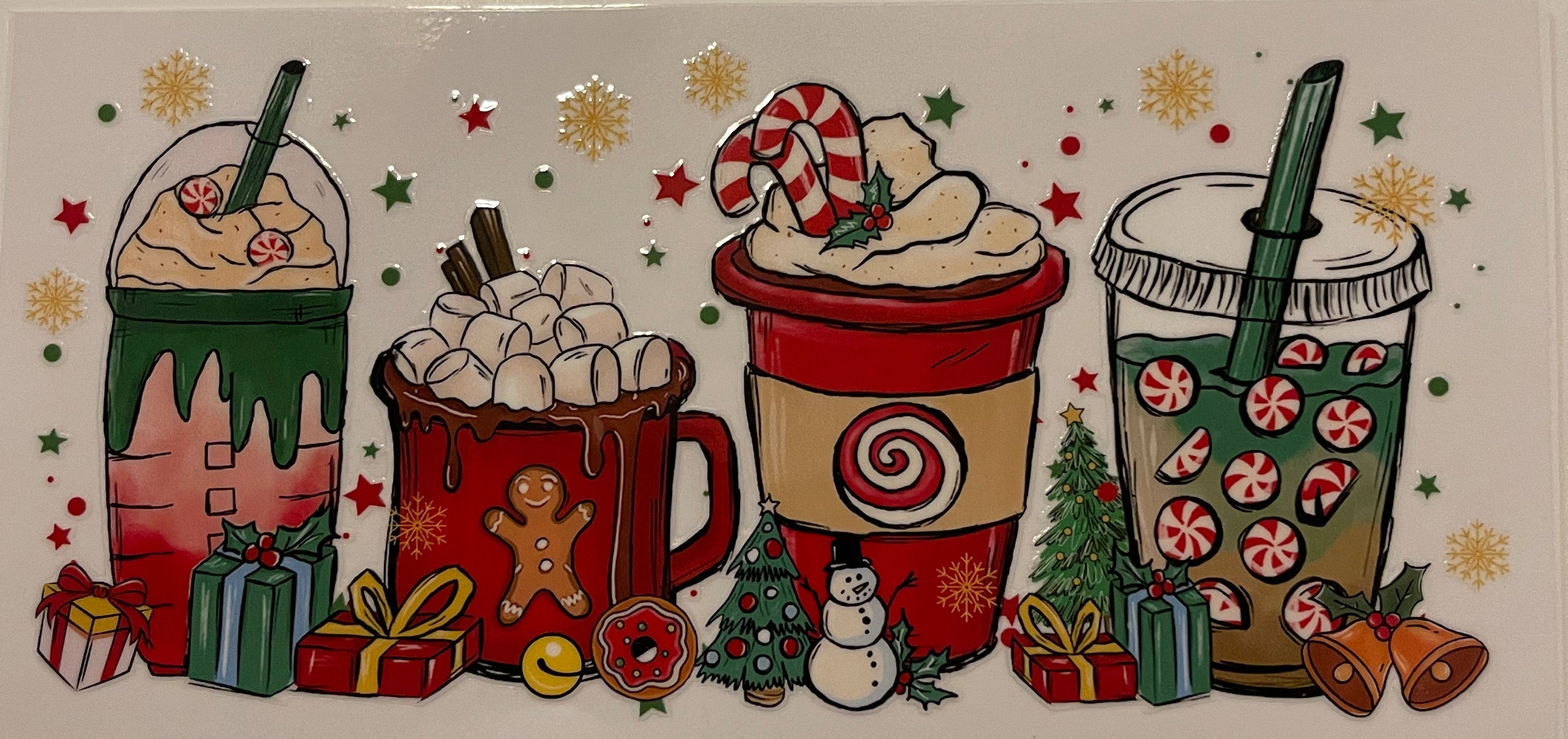 Four Christmas Cups Candy Cane