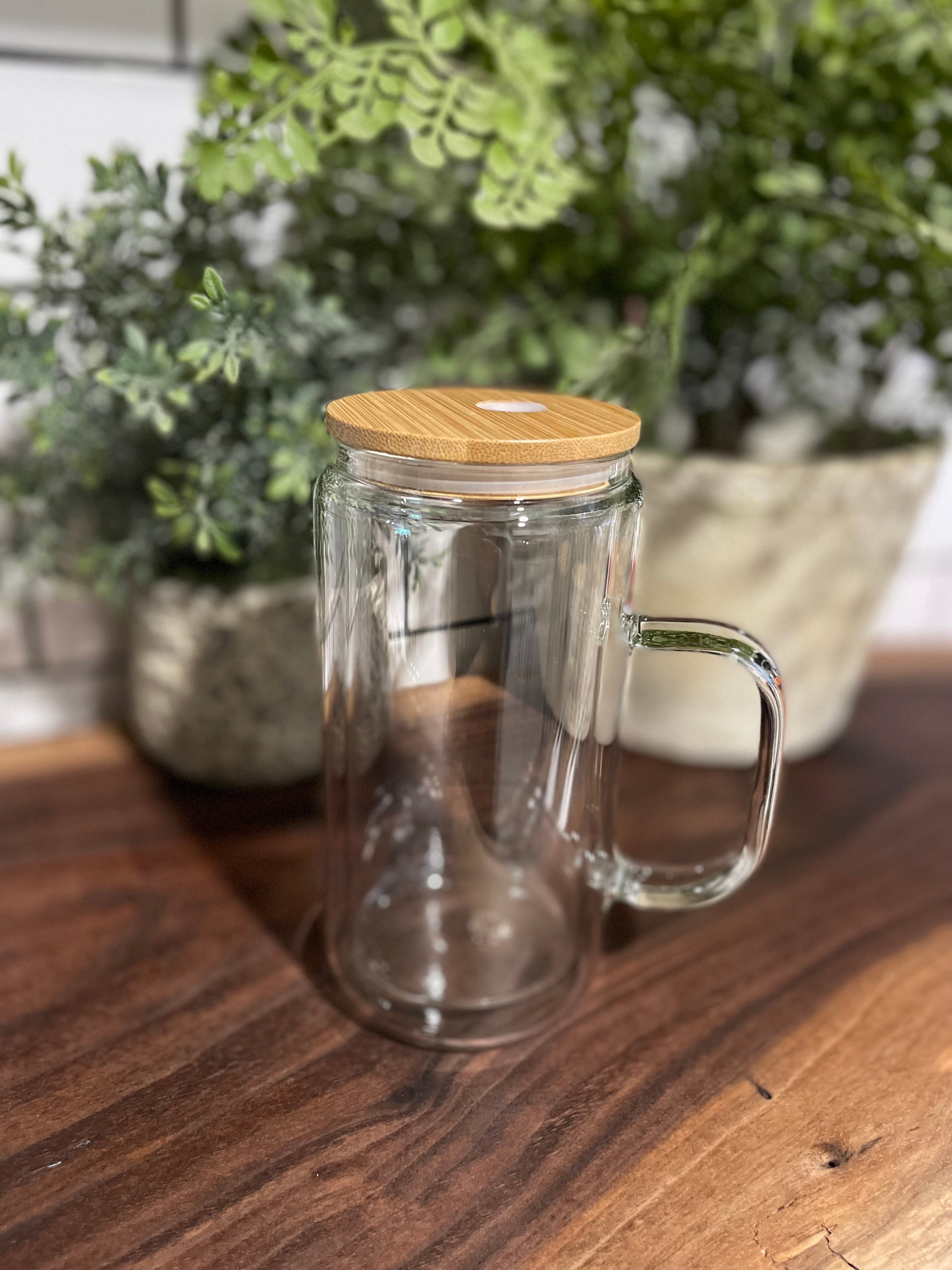 16oz Glass Snow Globe Cup w/ Handle