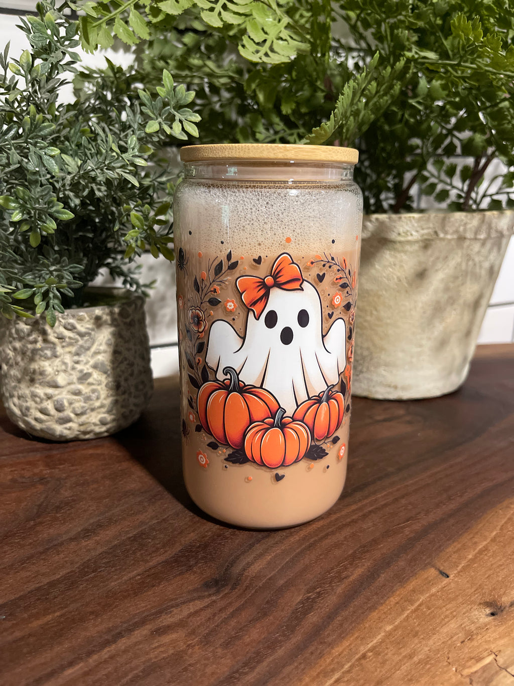 Premade Customized 16oz Glass Snow Globe Cup