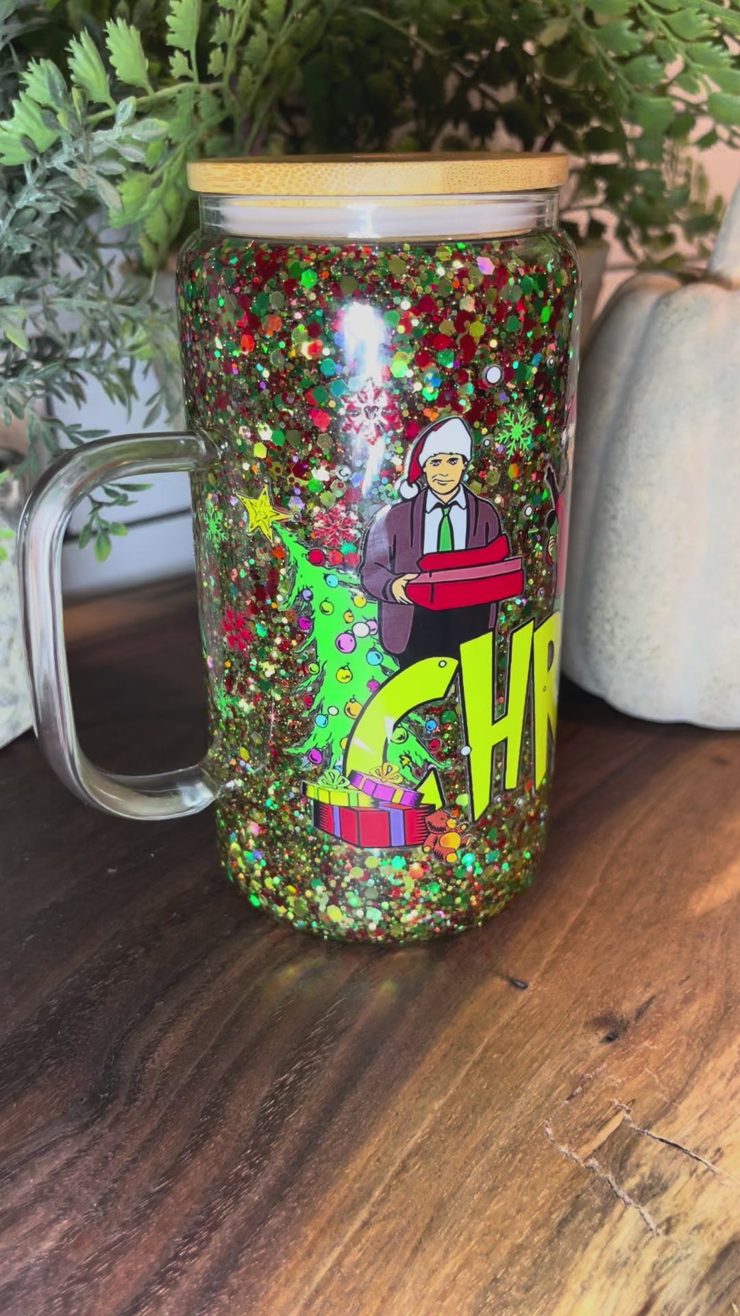 Premade Customized 16oz Glass Snow Globe Cup